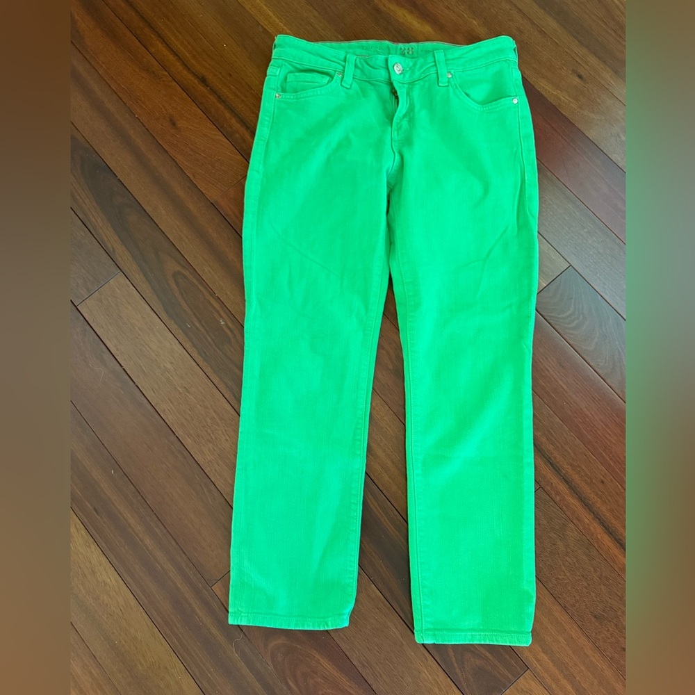 Kate Spade Bright Green Jeans Play Hooky SZ 28 Stretch Waist 30 Inseam 24 Fun